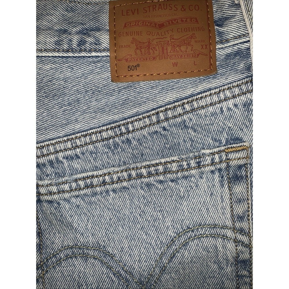 LEVI'S 501 Premium Shorts Big E Women's 30 Button Fly Acid Wash Denim Distressed - Picture 5 of 9